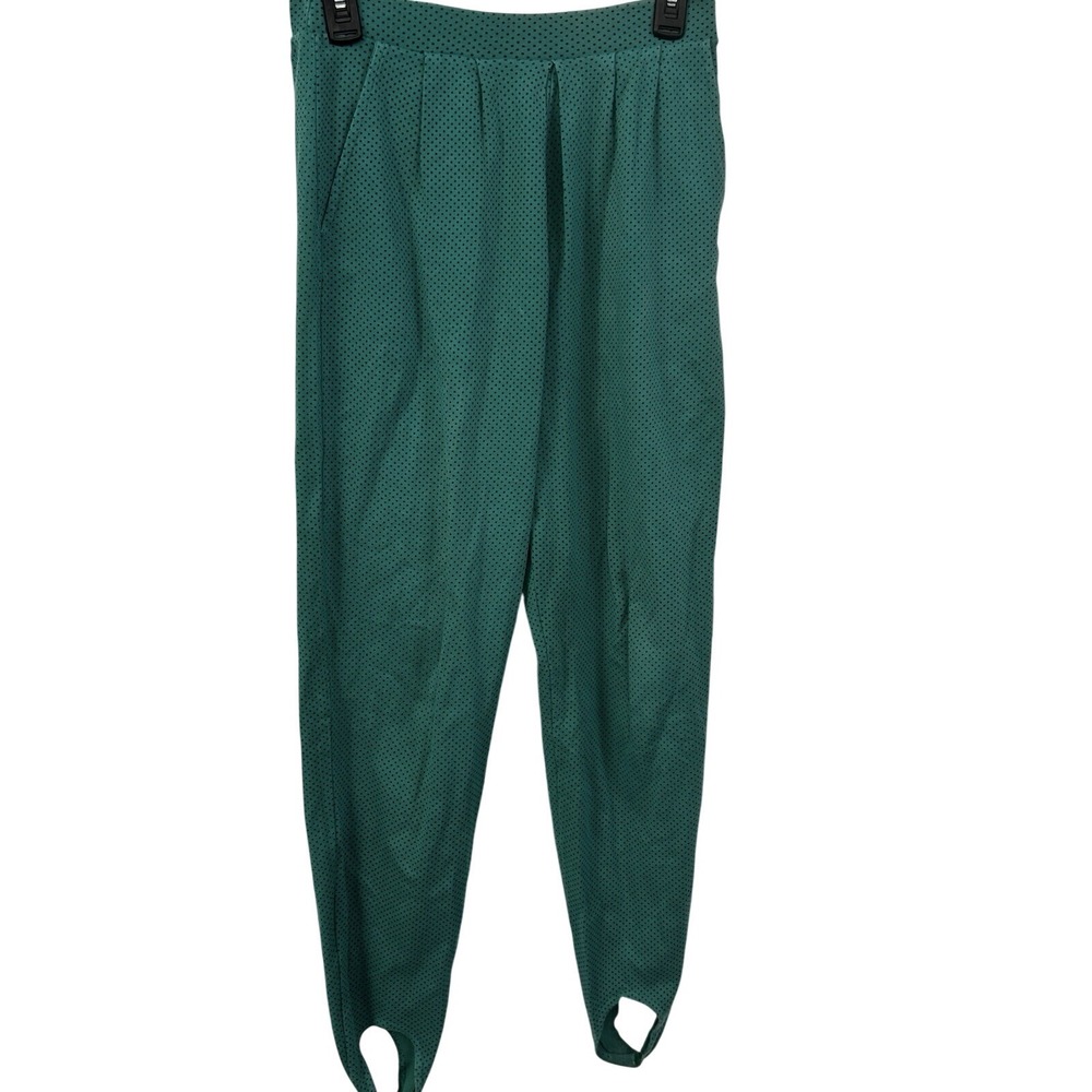 Vintage Teal Green Polka‎ Dot Stirrup Pants Womens Medium High Rise Retro